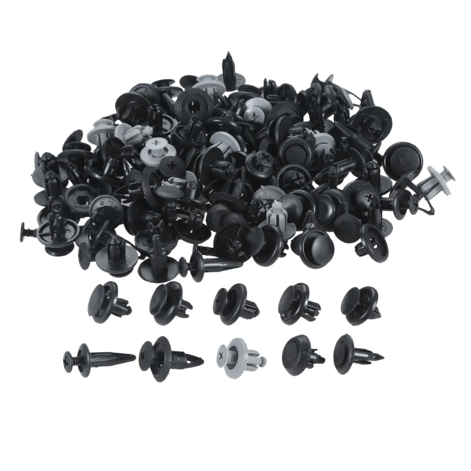 100Pcs Mixed Black Plastic Trunk Screw Rivets Set Auto Car Panels Bumper Fender Door Trims Fastener Retainer Clips Kit Universal