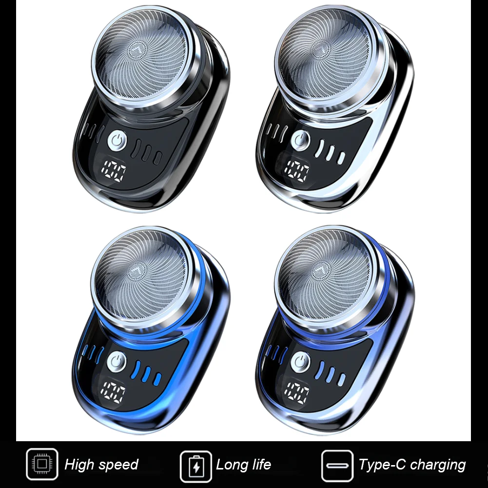 Men Mini Electric Travel Shaver with Digital Display Face Beard Trimmer Washable Rechargeable Shaver Pocket Size Portable Shaver