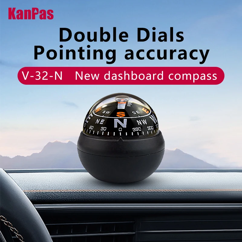 New KANPAS Compass for Car / Dashboard compass ball /Doble dial/Luminous Ball V-32-N/V-32-L