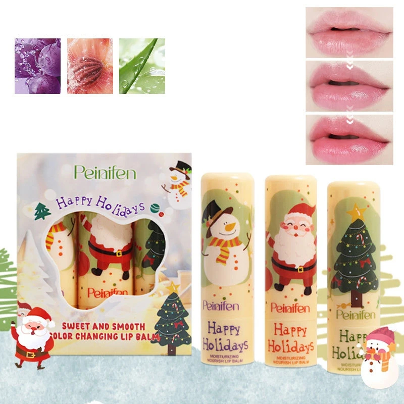 세 가지 색상 변하는 립스틱, 보습 및 진정 효과, 온도에 따라 색상이 변하는, 상쾌하고 끈적이지 않는 립스틱 세트