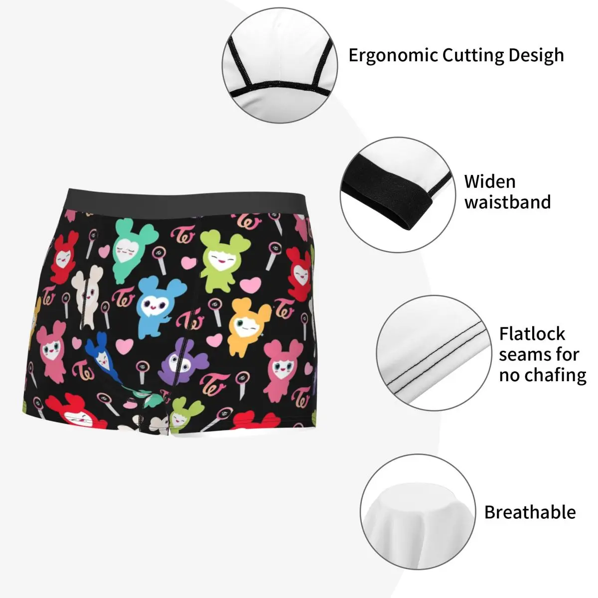 Men's Kpop Twice Lovely Cartoon Underwear Humor Boxer Shorts Panties Male Mid Waist Underpants - view 5