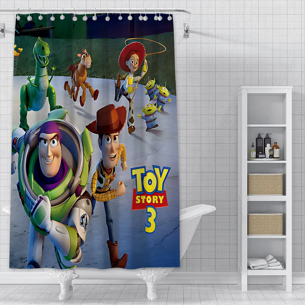 Cartoon Cute T-Toy Story Shower Curtain Waterproof Polyester Fabric Paint Colorful Bath Curtains Home Bathroom Curtain With Hook