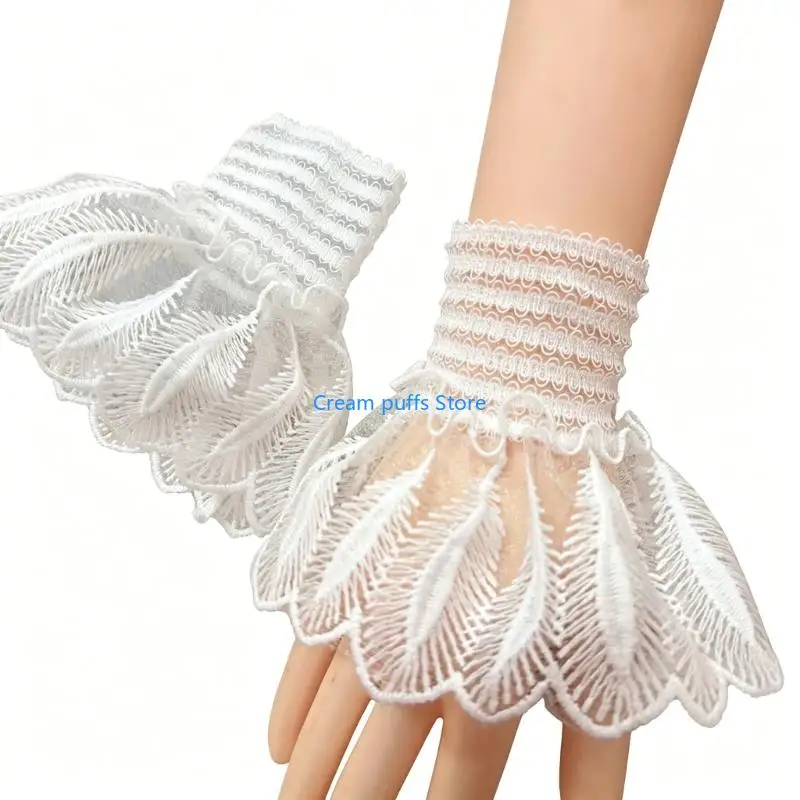 50LE Delicate Polyester Lace False Sleeve Elastic Design Wrist Cuffs Suitable For Office Travel And Special Occasion