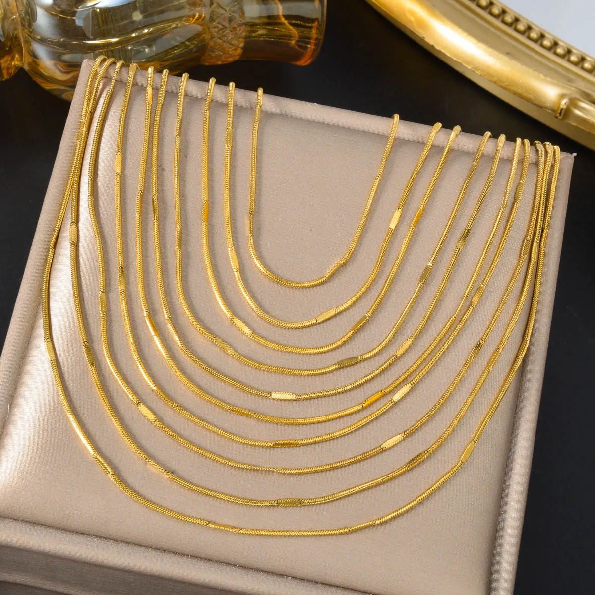

Simple Fashion Stainless Steel Gold Plated Snake Chain Necklace for Women Minimalist Jewelry Gift for Birthday Light Luxury