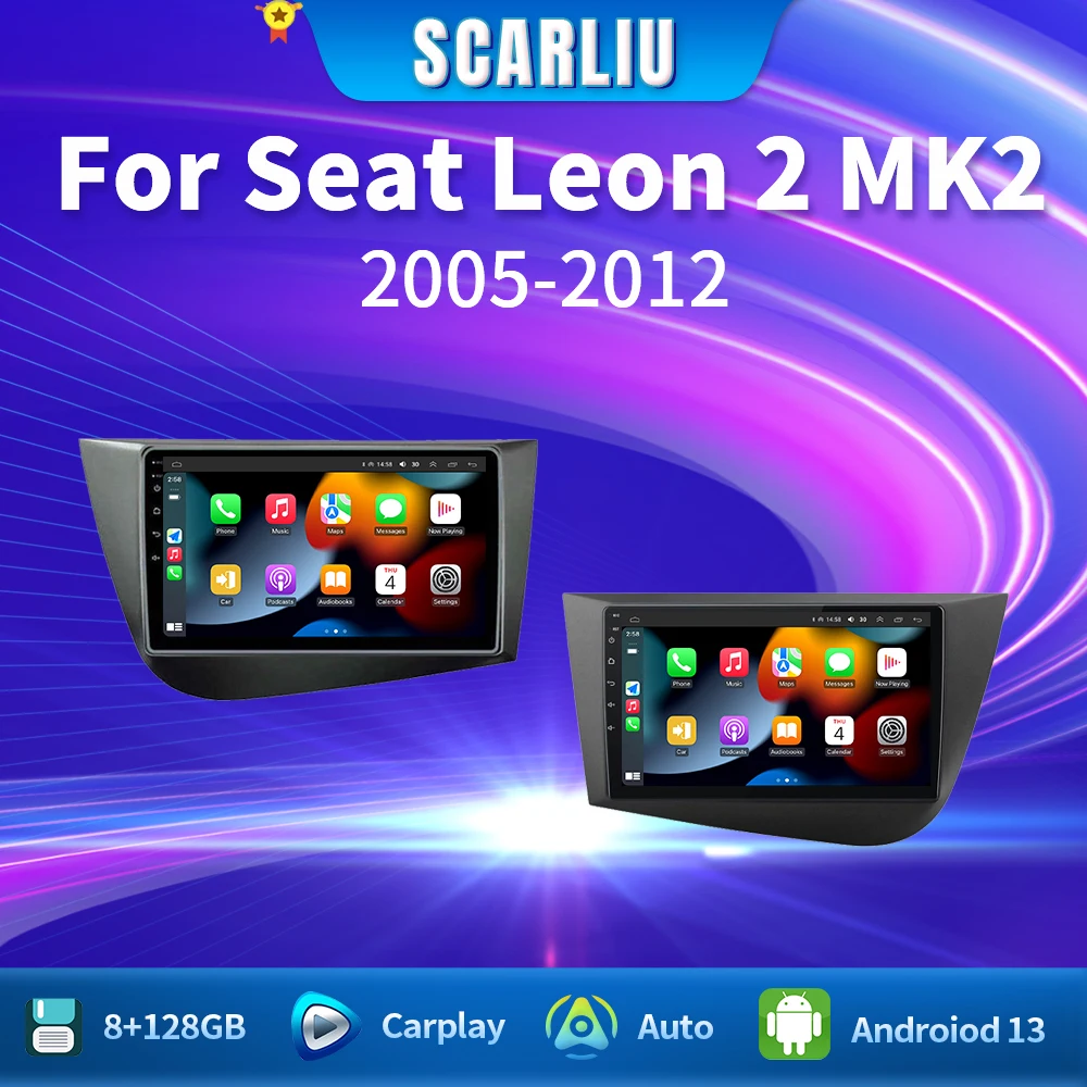 

Wireless Carplay Car Radio 2G+32G For Seat Leon 2 MK2 2005 2006 2007 2008-2012 Android 14 Navigation GPS Multimedia Video Player