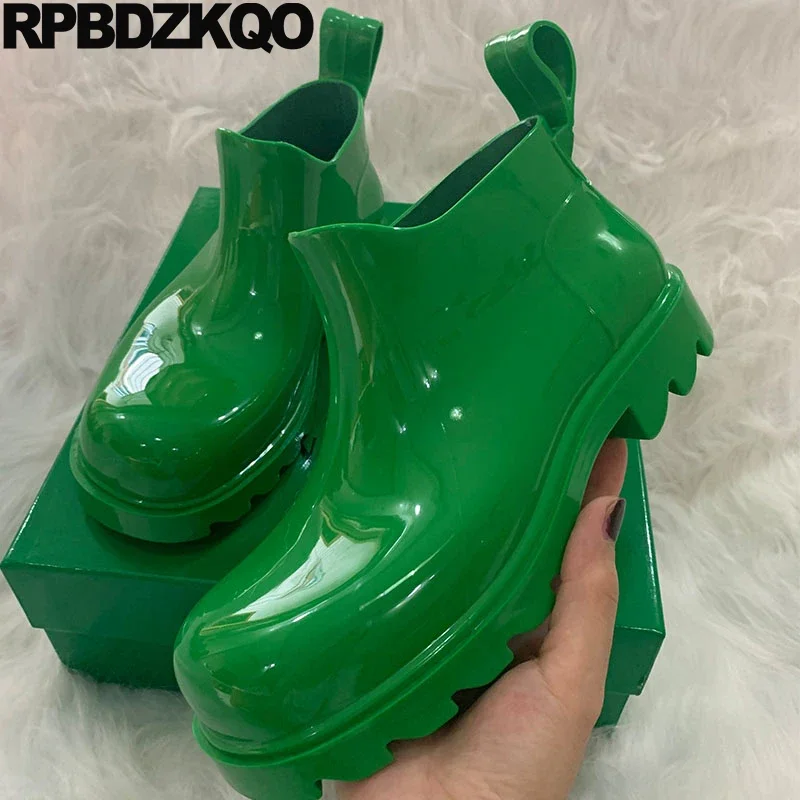 Slip On Rubber Footwear Booties Men Women Thick Wide Fit Unisex Couple Candy Waterproof Shoes Fishing Rainboots Rain Boots Pvc