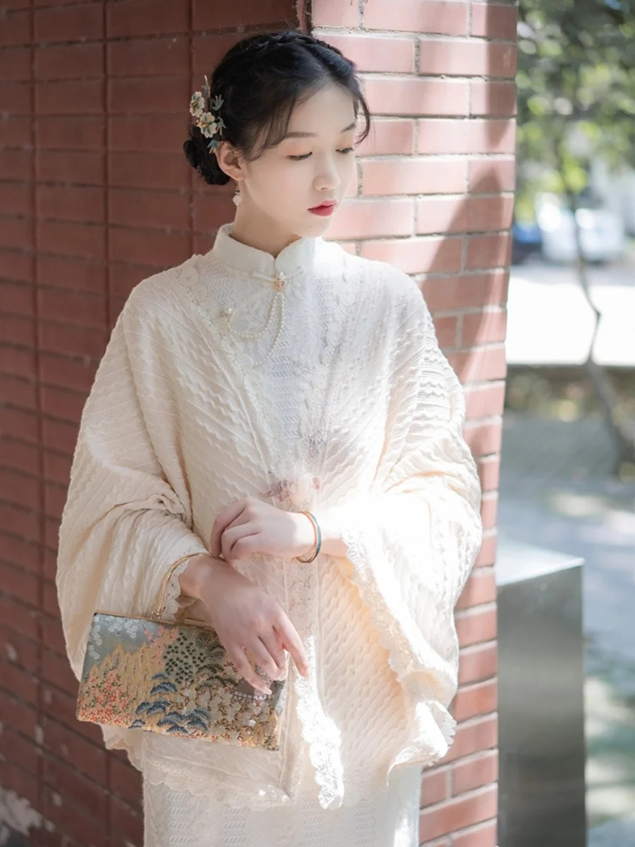 

Retro Style Knitted Twist Shoulder Shawl Coat Cowl Neck Open Cardigan Versatile Autumn Winter New Fashion Women's Accessory