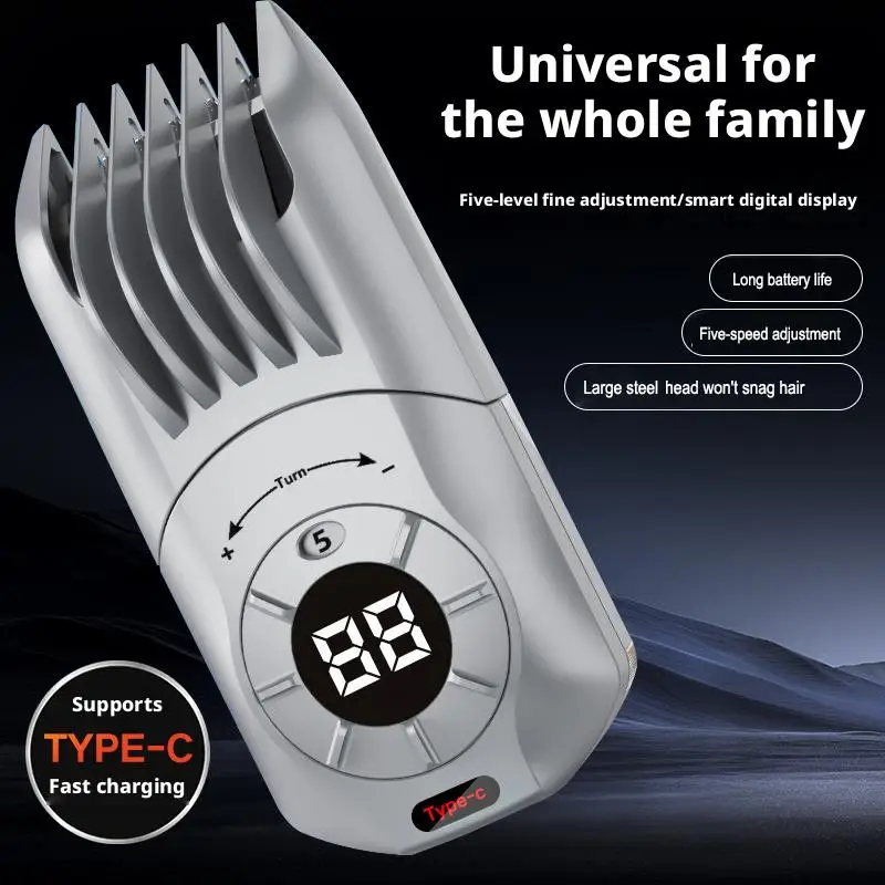 New Electric Home Hair Clipper, baby Hair Trimmer, Five Speed Knob Adjustment, Electric Push Hair Clipper, Bald Head Clipper