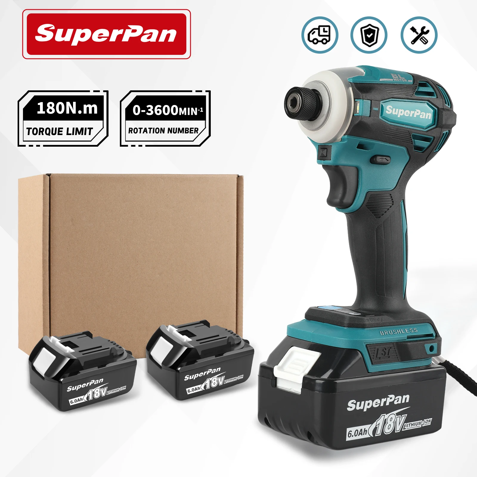Professional SuperPan SP172 LXT Impact Driver - 18V Brushless, 180N·m, T-Mode for Wood & Bolt Fastening