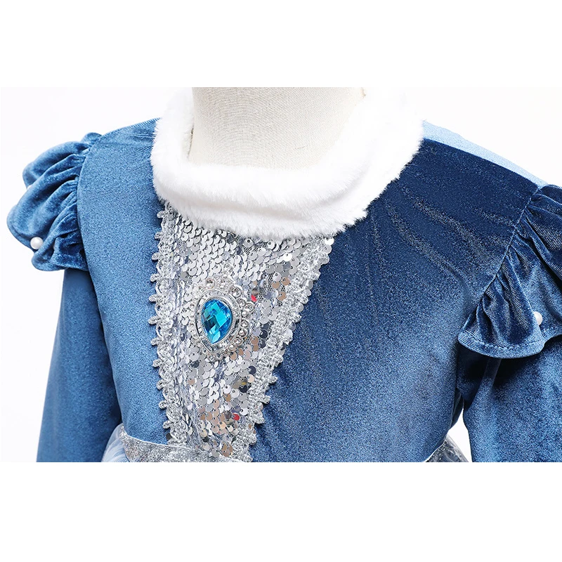 Frozen Winter Elsa Princess Dress Kid Girl Snow Quee Vestido Cosplay Clothing Elza Halloween Christmas Costume 2-8T