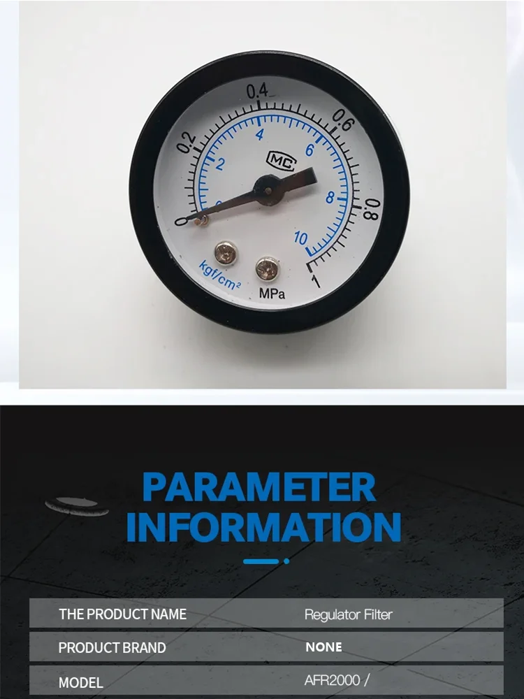 AFR2000 G1/4 Pneumatischer Luftfilterregler mit Manometer/Durchflussregelventil/Luftkompressor-Abfluss/Geschwindigkeitsregler – Detail 1