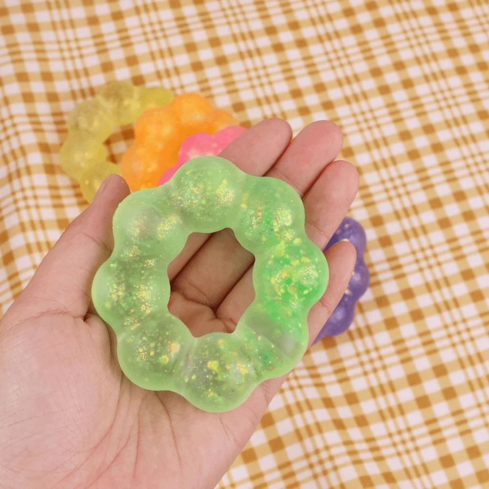 Sequin Donut Maltose Fidgets Fun Squeeze Elasticity Maltose Decompression Bracelet Slow-rebound Maltose Texture
