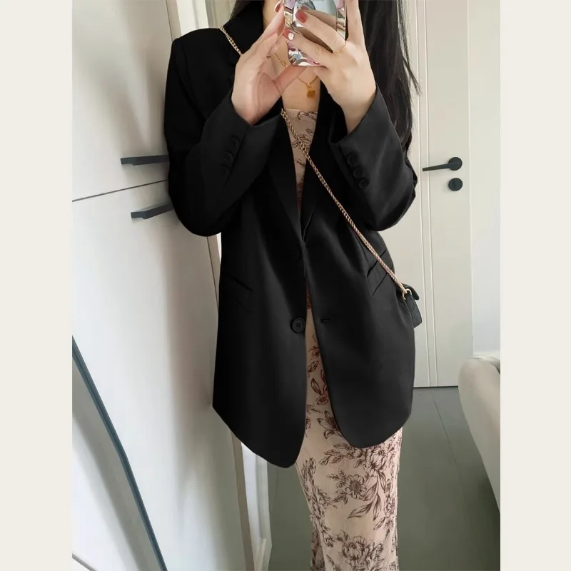 ロングブレザー女性春のファッション高品質韓国ダブルブレストストライプオフィスレディスーツスリムフィットアウターヴィンテージシック