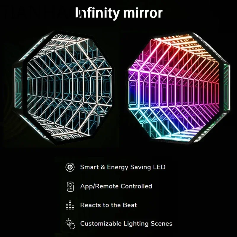 Modern Design Smart Tunnel LED Wall Light Waterproof Infinity 3D with Mirror