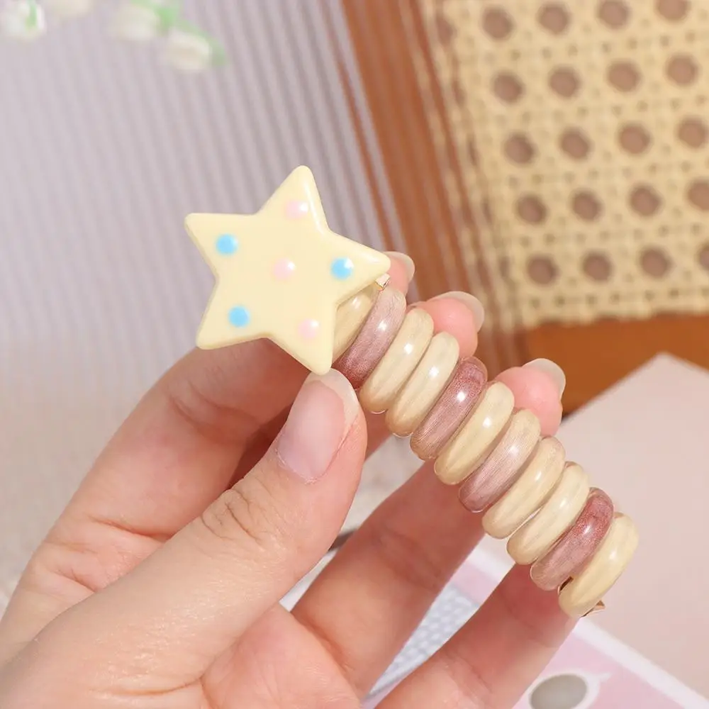 

Elegant Star Telephone Line Hair Rope Elastic Plastic Rainbow Hair Ring Candy Color Korean Style Spiral Coil Hair Rope Party