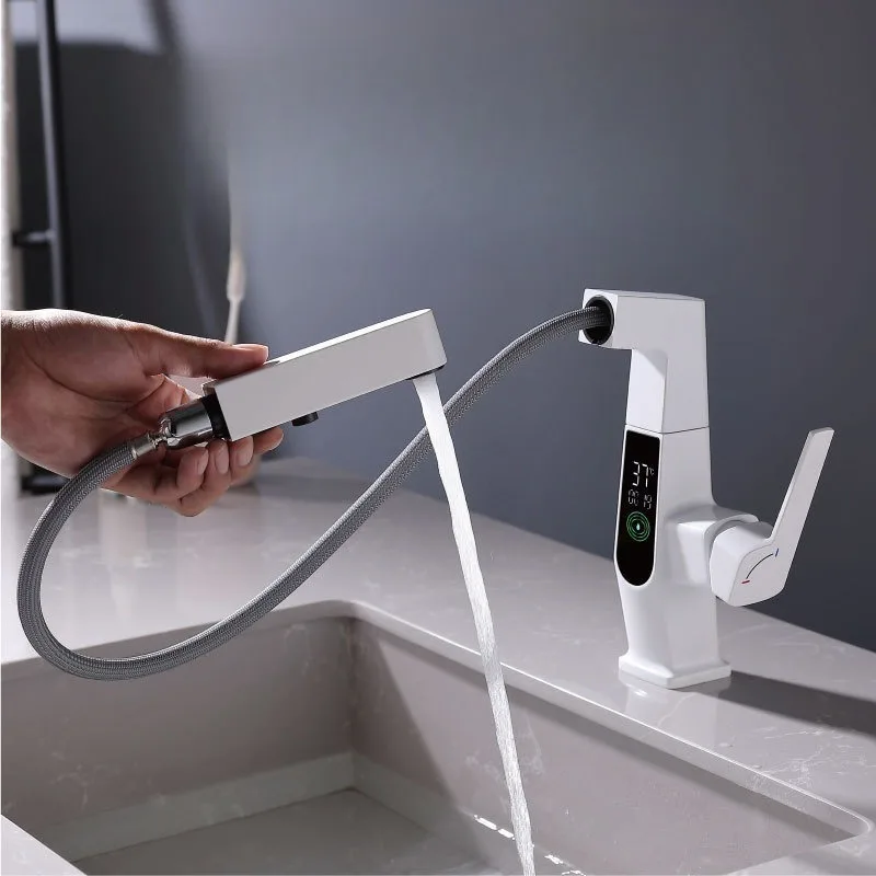 

Бытовая ванная комната, умывальник для ванной комнаты, белый регулируемый семь символов, раковина с лапшой Lamian, смеситель для холодной и горячей воды