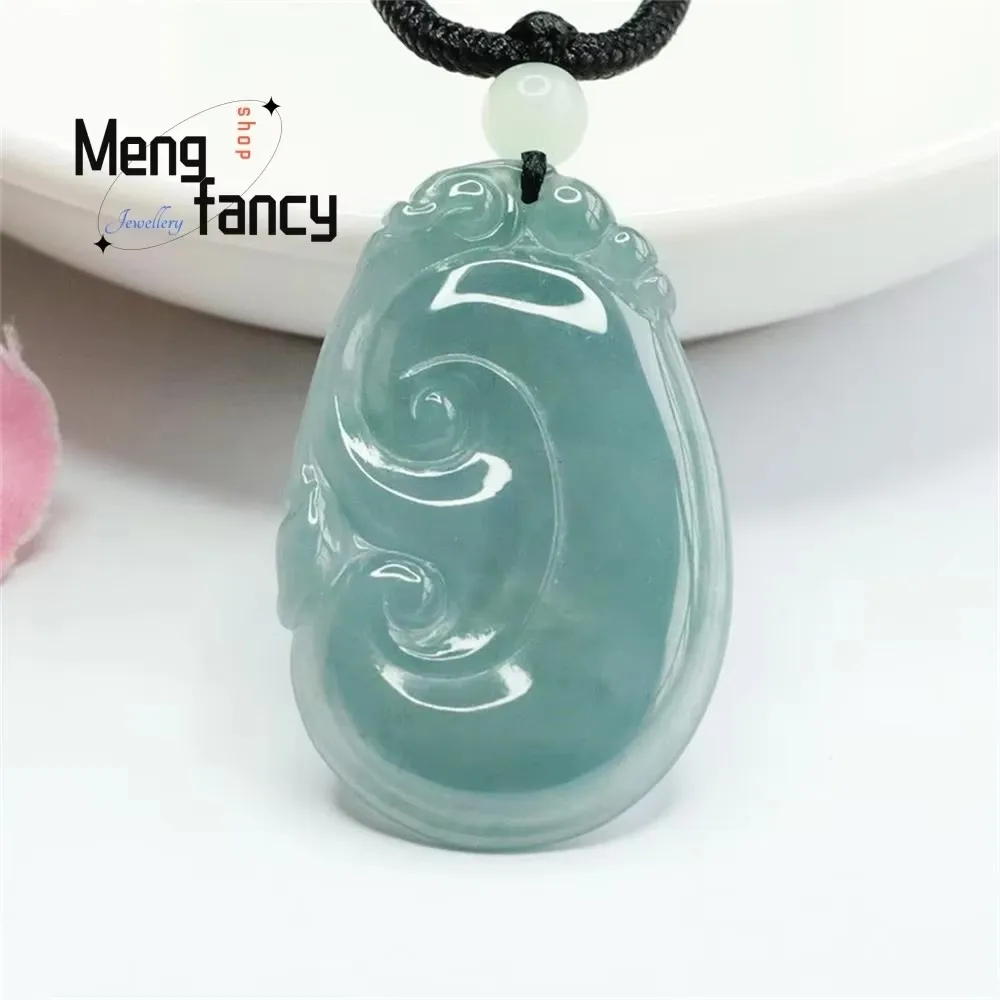 

Натуральный нефритовый кулон из жадеита цвета голубой воды «Руи», изысканный, элегантный, простой, высококачественный, роскошный, ювелирное изделие, подарок на праздник