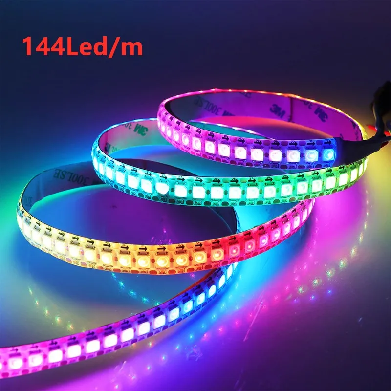 Taśma Led DC 5V RGB WS2812B indywidualnie adresowalna 1m - 5m 2812 inteligentne piksele wodoodporna IP30/65/67 Led Light czarny biały PCB
