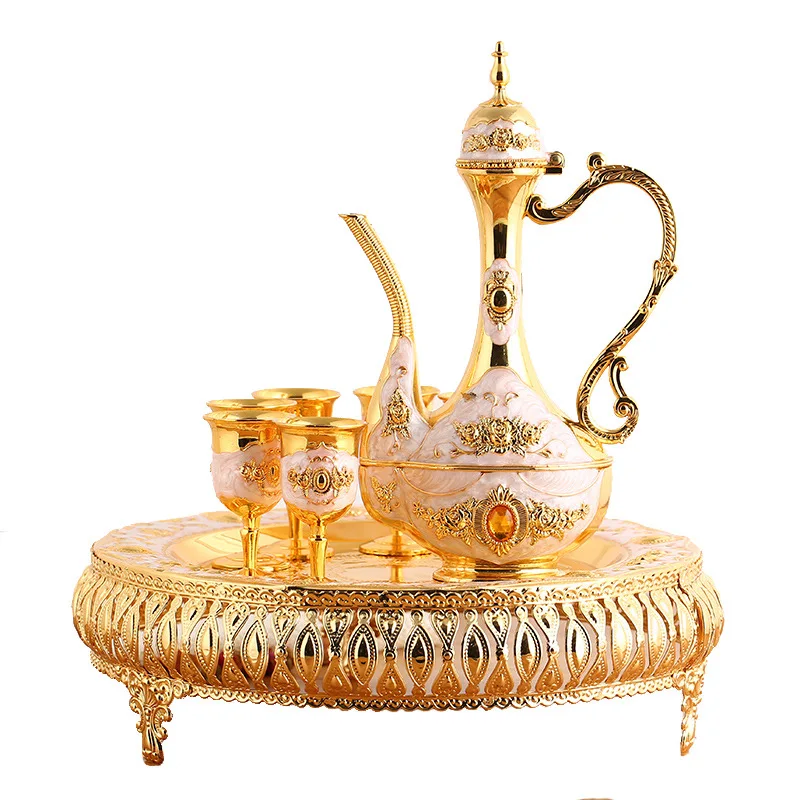 High-end Baijiu wine set gift box hand-painted wine jug wine glass household ornament gift