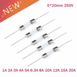 10PCS 5*20mm 250V F T F1A 2A 3A 4A 5A 6.3A 8A 10A 12A 15A 20A Amps Induction cooker With lead 5*20 fast acting