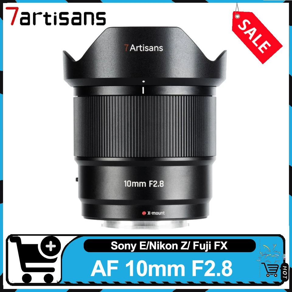 7artisans AF 10mm F2.8 APS-C Auto Focus Ultra Wide Angle Lens Large Aperture Portrait Starry Sky Lens for Sony FS7 A7S Fuji X-E1