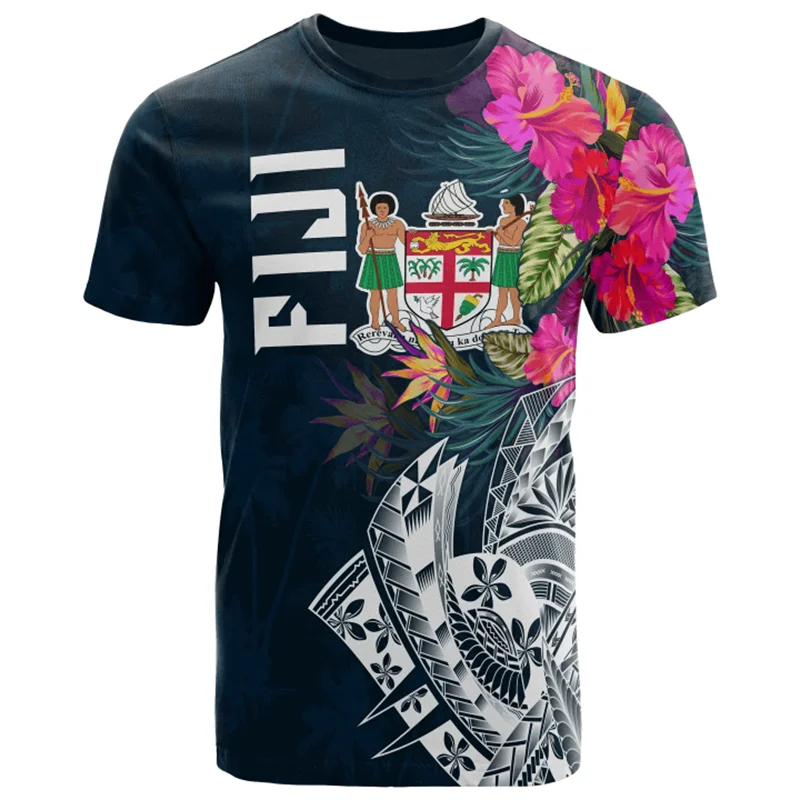 Fijian Men's T-shirt Casual Loose Round Neck Fiji Flag Short Sleeved Tops Tees Men Clothing Oversized Tee Shirts Streetwear 4XL