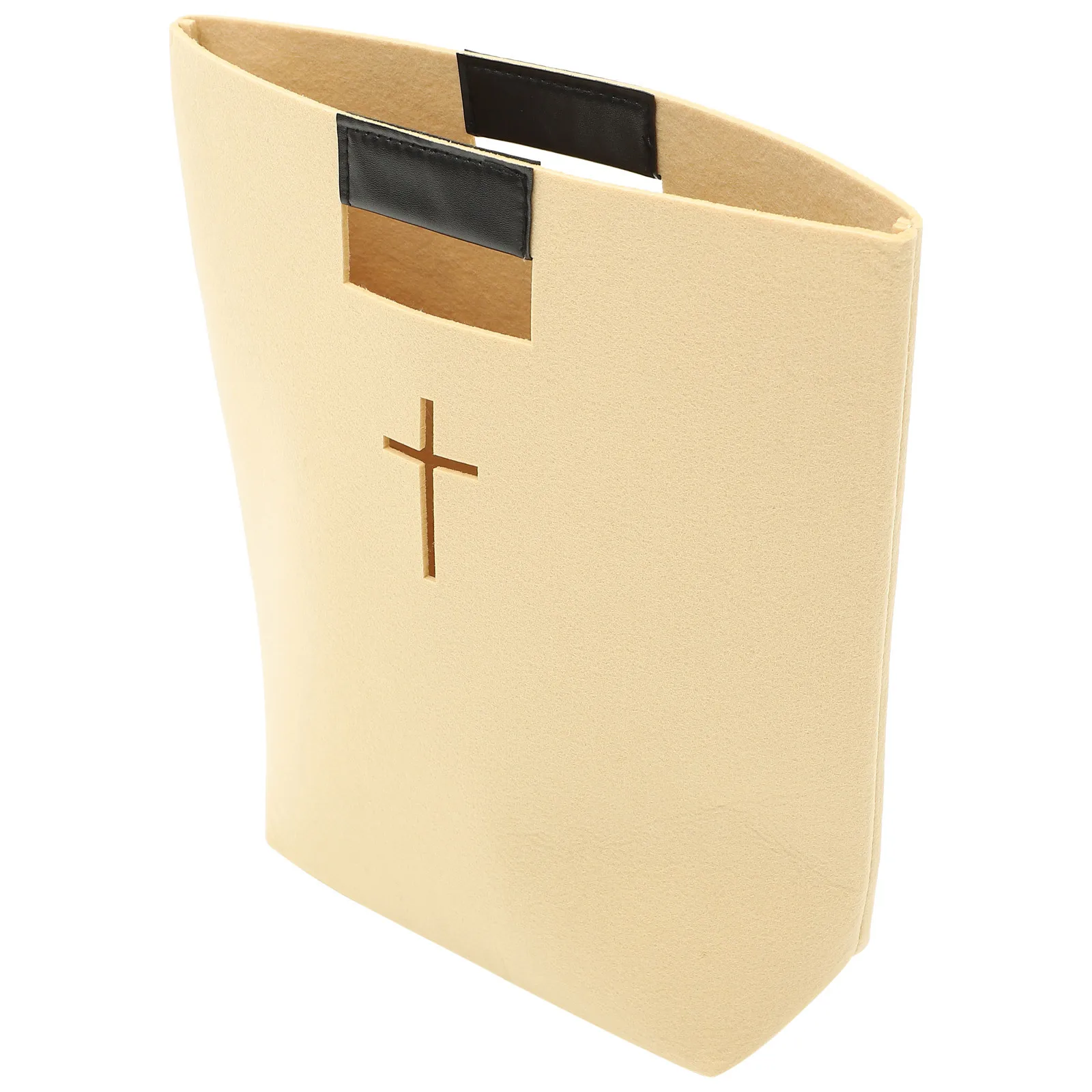 1Pcs Bible Carrying Case Large Capacity Cross Design Felt Tote for Church School Shopping Study Christian Gift