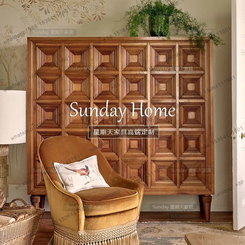 Factory Direct vintage-style chocolate-shaped dresser for living room entry-level large-capacity storage