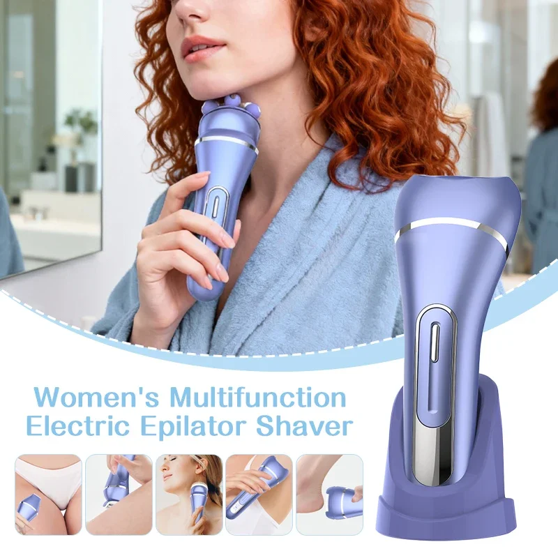 

Multifunctional Women's Electric Epilator Hair Removal Device Bikini Legs Underarm Shaver Trimmer with Base Full Body Washable