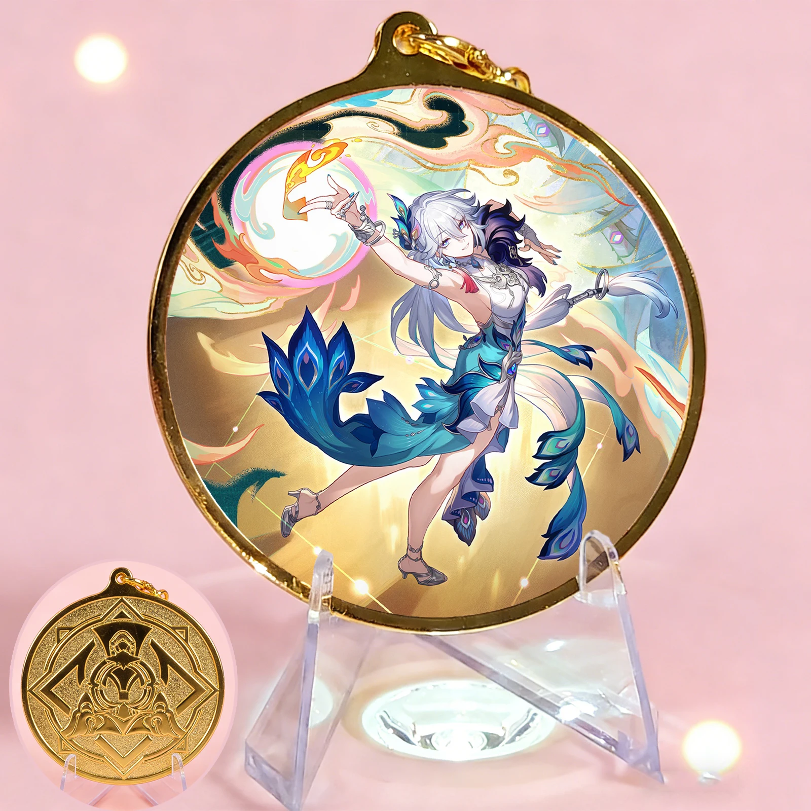 

Honkai Star Rail Yao Guang Keychain General Seer Strategist Xianzhou Yuque Commemorative Coin Metal Alloy Pendant Anime Gift