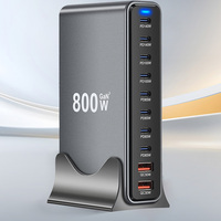 2025 New 800W GaN Fast Charging PD3.1 PPS 10 Ports USB C Type C Fast Charger Station Adapters for iPhone Samsung Xiaomi Huawei