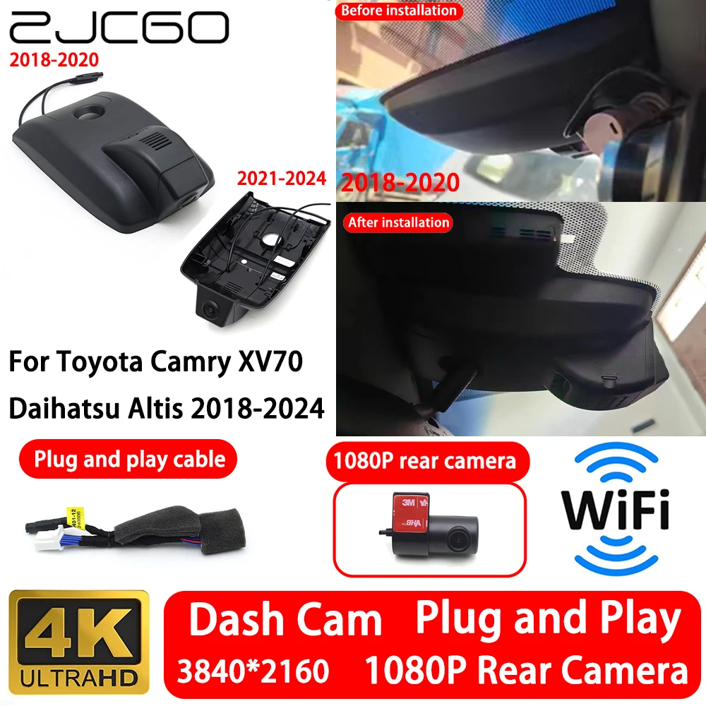 for Toyota Camry XV70 Daihatsu Altis 2018-2024 4K Front Rear Camera Dash Cam Wifi Plug and Play Video Recorde Loop Recording