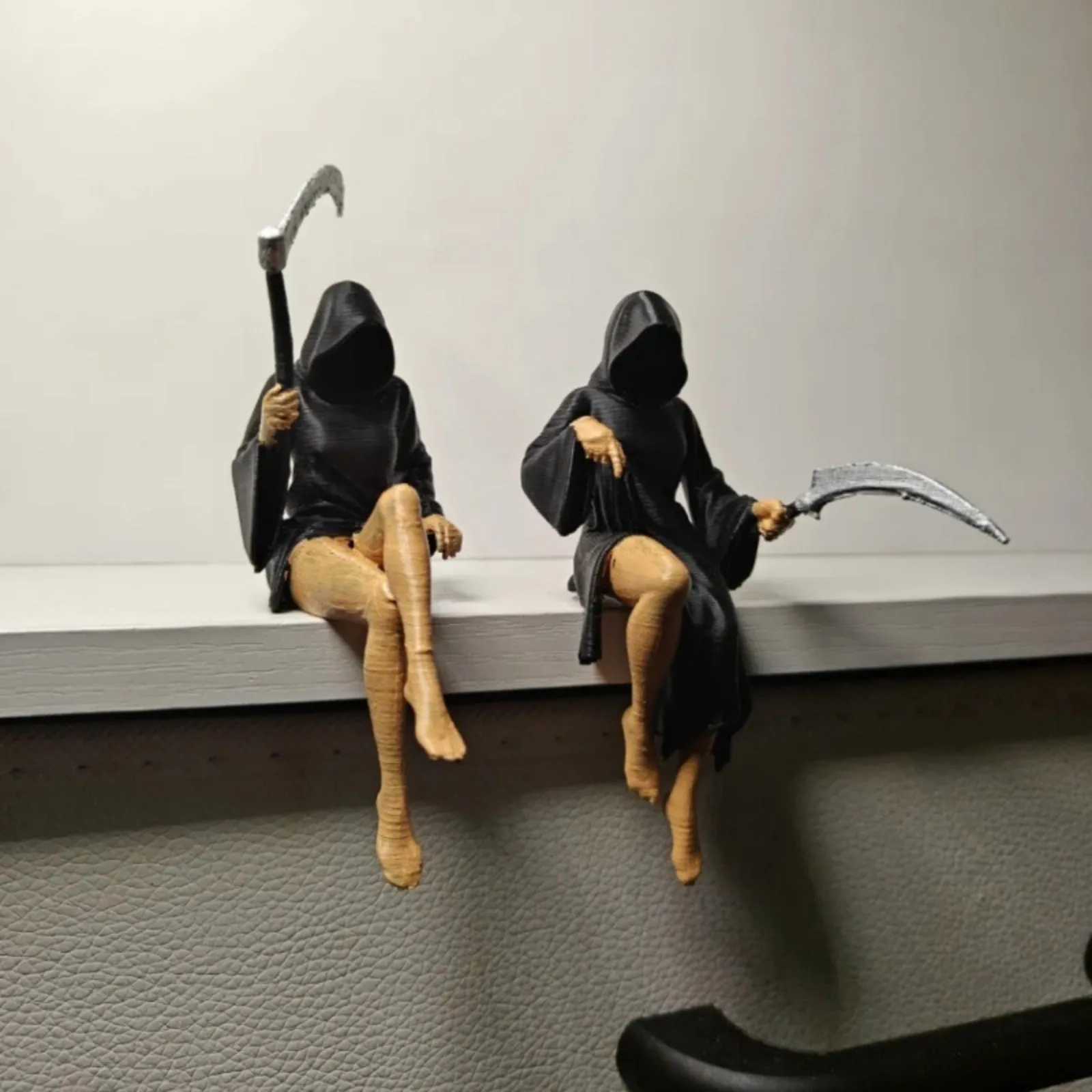Creative Female Death Sitting Ornaments Halloween Decoration Crafts Horror Decorat Devil Witch Sisters Desktop Counter Ornaments