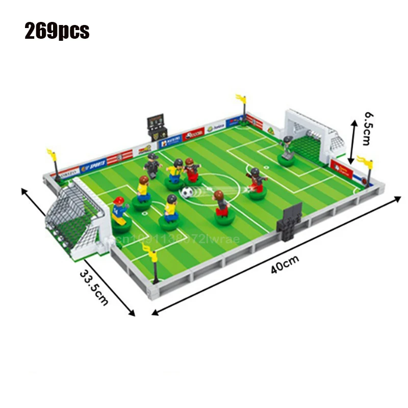 Soccer Football Field Stadium Worldwide Building Bricks Team Player Football Match Blocks Toys Winning Cups For Kid Gift