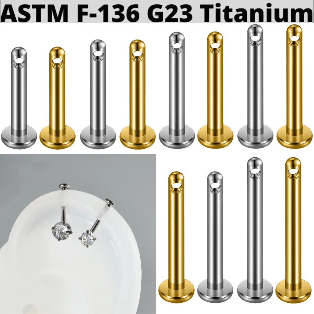 1PC G23 Titanium  Silvery/Golden Side-Pierced lip Ring Stud Bar Replace Top Ear Tragus Cartilage Helix Bar Piercings Jewelry