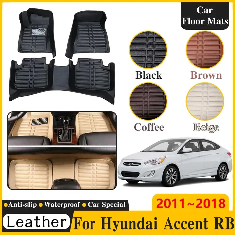 

Leather Car Floor Mat For Hyundai Accent Solaris 2011~2018 i25 Accent LHD Pad Spare Replacement Part Auto Interior Accessories