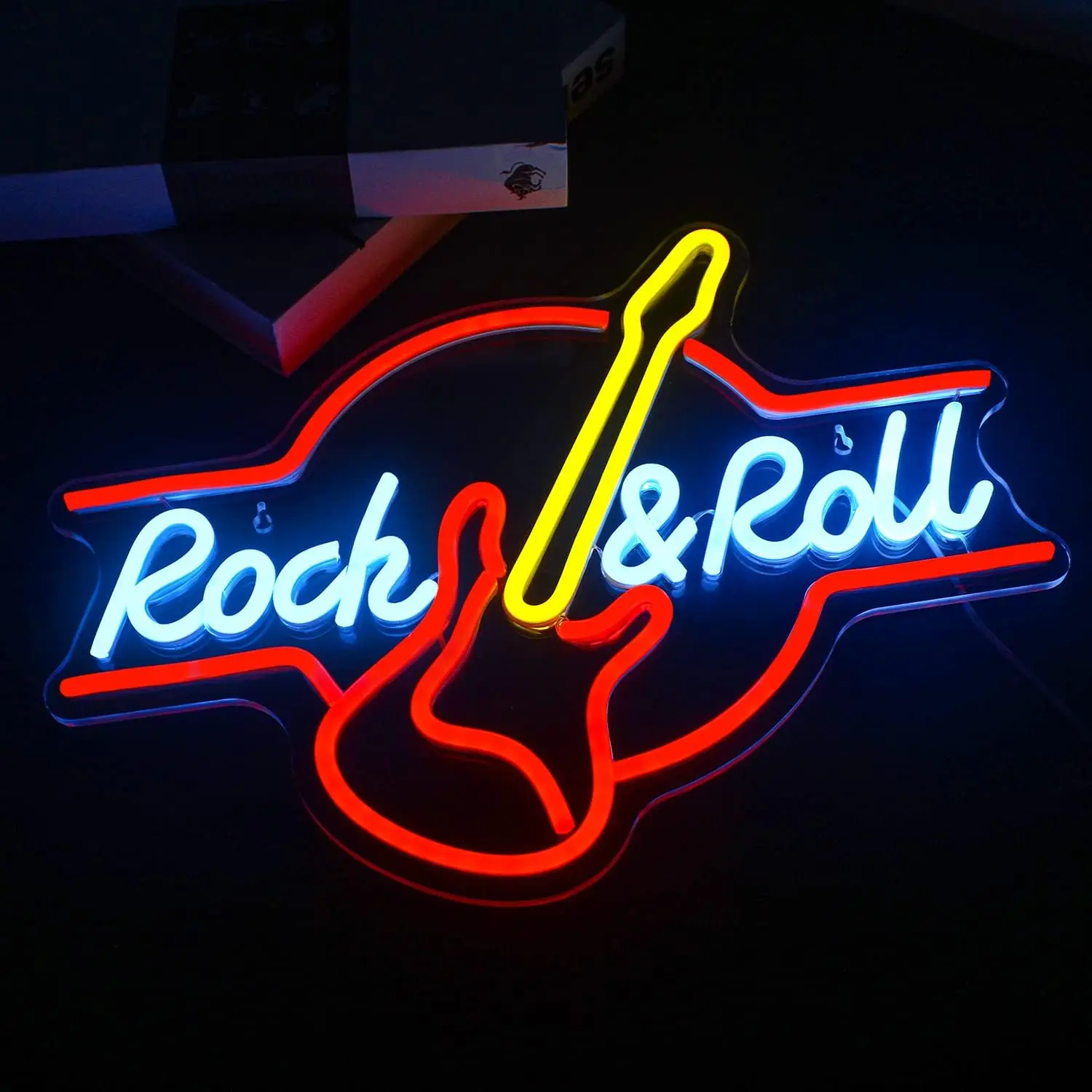 Rock and Roll Guitar USB Powered Led Neon Sign Dimmable Neon Light Wall Decor For Room Decoration Music Bar Recital Concert Gift