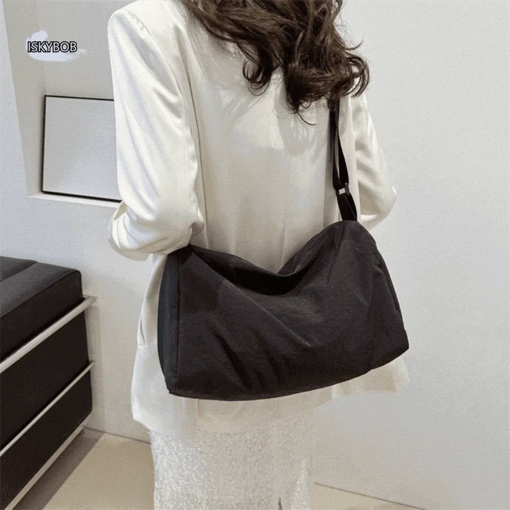 

Japanese Style Versatile Shoulder Bag Large Capacity Harajuku Simple Crossbody Bag Solid Color School Bag Canvas Pillow Bag