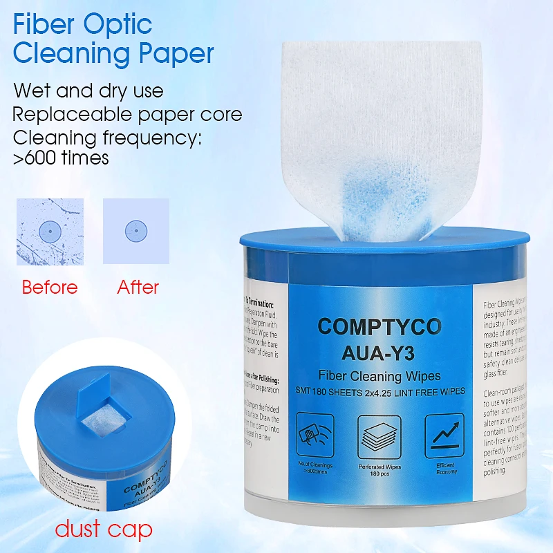 

COMPTYCO AUA-Y3/AUA-Y1 Fiber Cleaning Paper Dustfree Paper Fiber Optic Wipes Optical Fiber Clean Paper FTTH Fiber Cleaner Tool