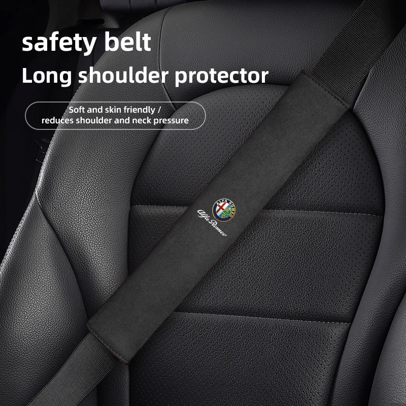 2Pcs Car Seat Belt Protect Cover Shoulder Protector Accessories For Alfa Romeo 156 159 147 4C 8C 166 Giulia Giulietta Mito