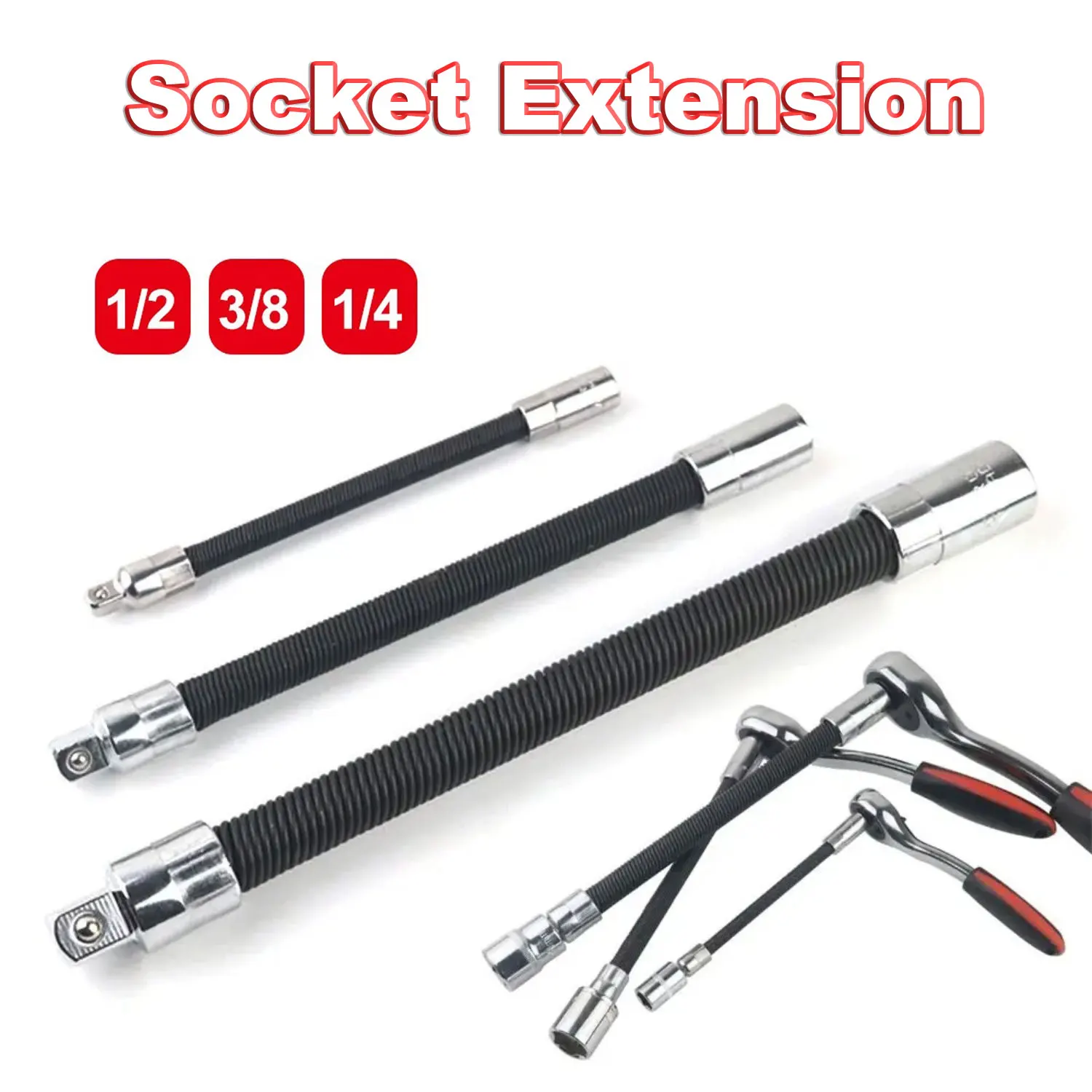 1/4 3/8 1/2 Driver Extension Rod Metal Shaft Conversion Head Ratchet Wrench Socket Extension Bar 45#steel Square Interface