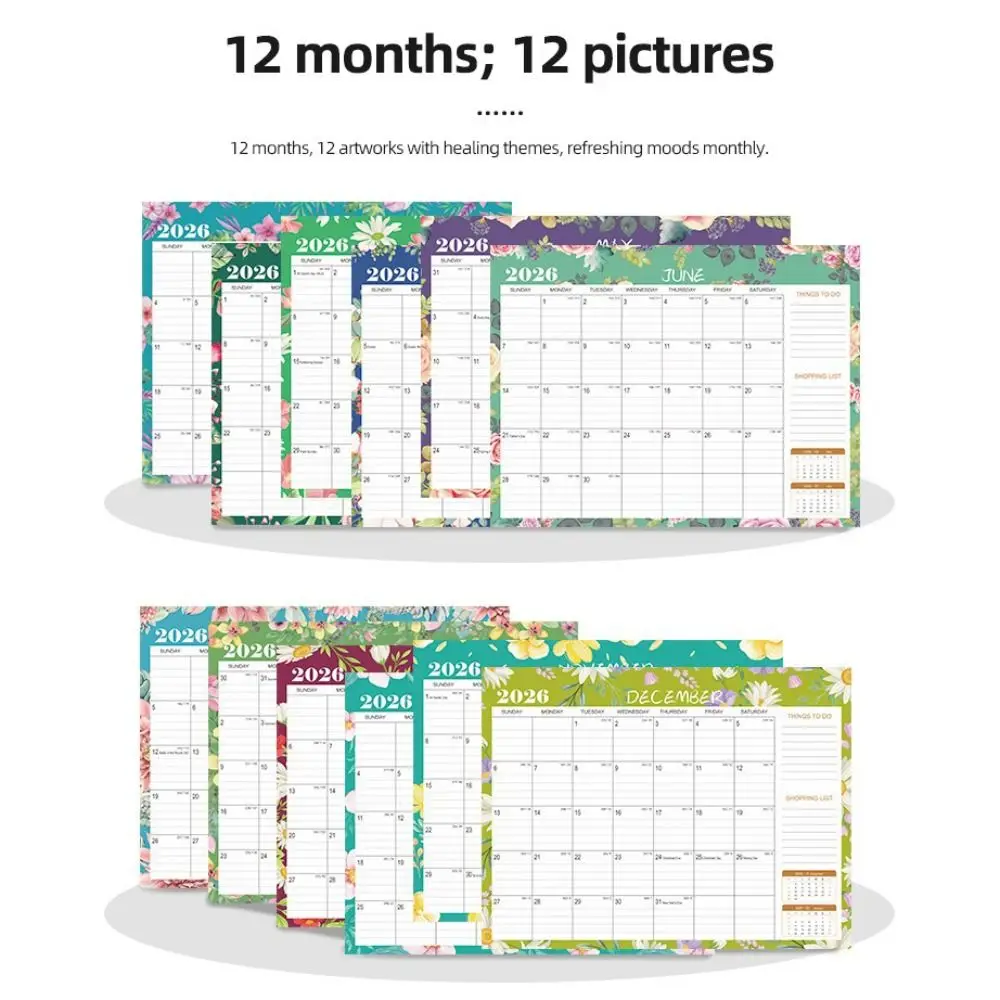 

English Version 2026 Wall Calendar Large Date Blocks Thick Paper Monthly Planner Vertical Display Aesthetic Design Wall Calendar