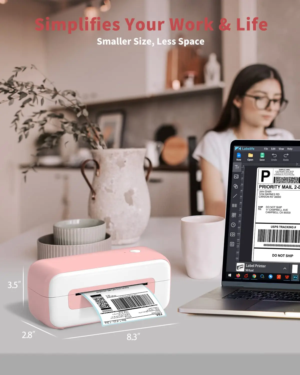 Phomemo Thermal Shipping 118mm Address Label Printer for Shipping Package Desktop Label Printer for Business Barcode USB PM-246S