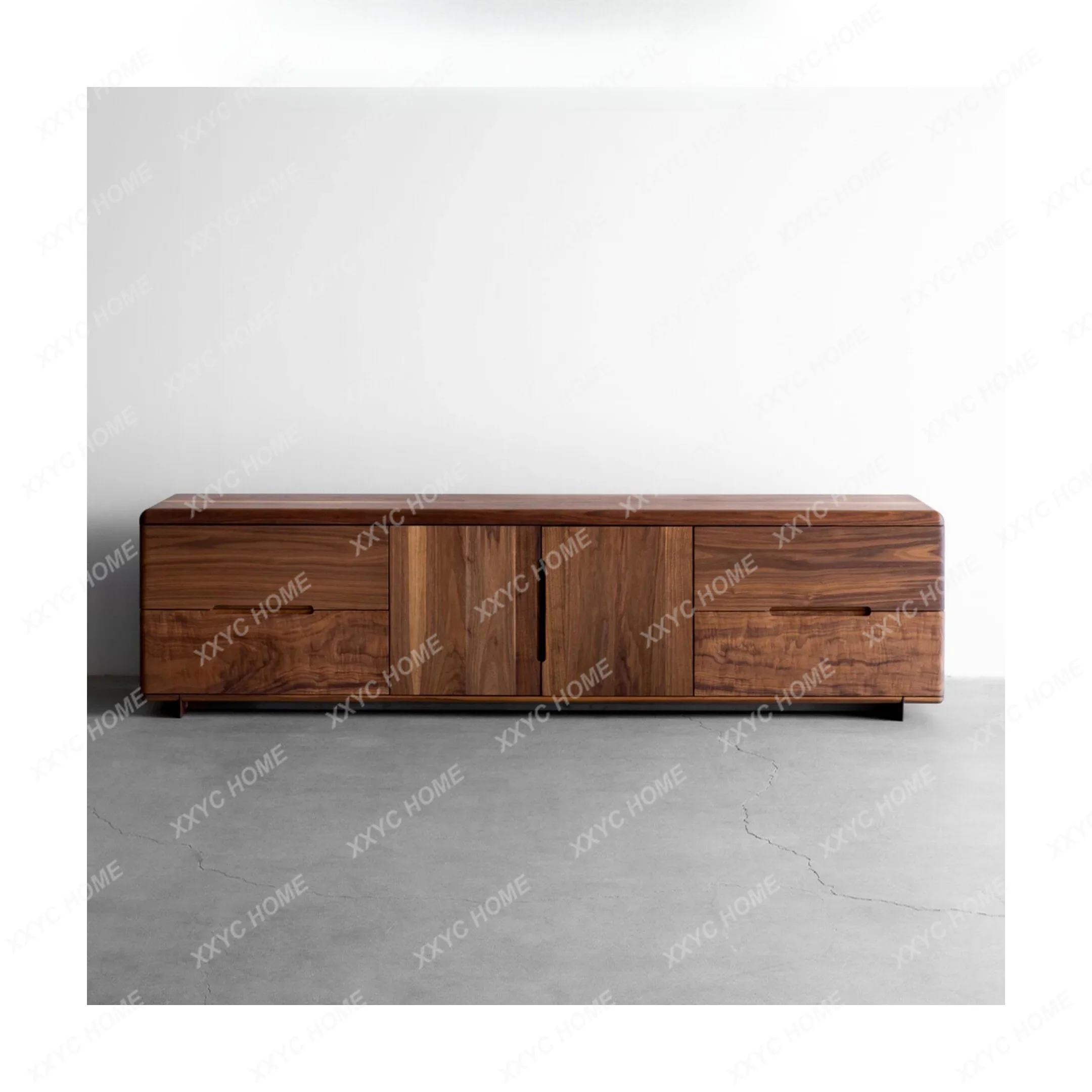 XXMedieval Style Solid Wood, Walnut Color, Side Cabinet, Wabi-sandy Style Retro Household Entrance Cabinet, TV Cabinet,