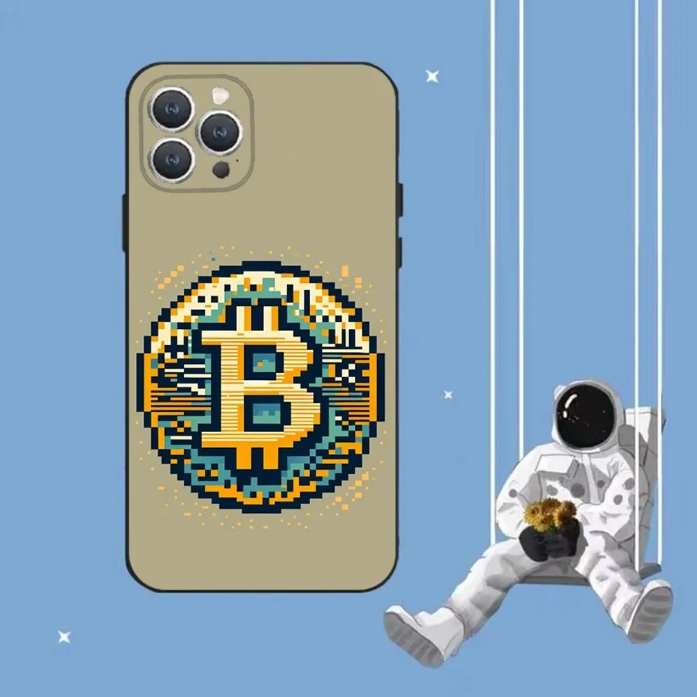 Casing ponsel Bitcoin untuk iPhone 16,15,14,13,12,Pro,Max,11,7,8,Plus,XR,XS Max cangkang lunak silikon tahan guncangan