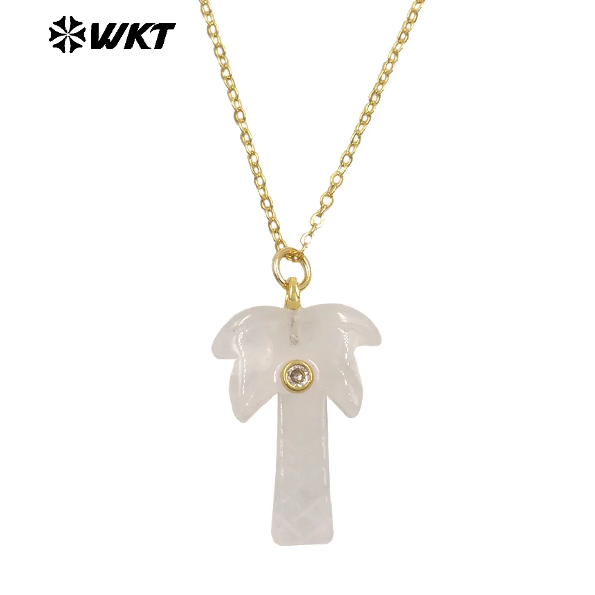 WT-N1534 Vivid And Adorable Coconut Shape Texture Gemstone Fine Chain Necklace For Friends Special Gifts Accessory