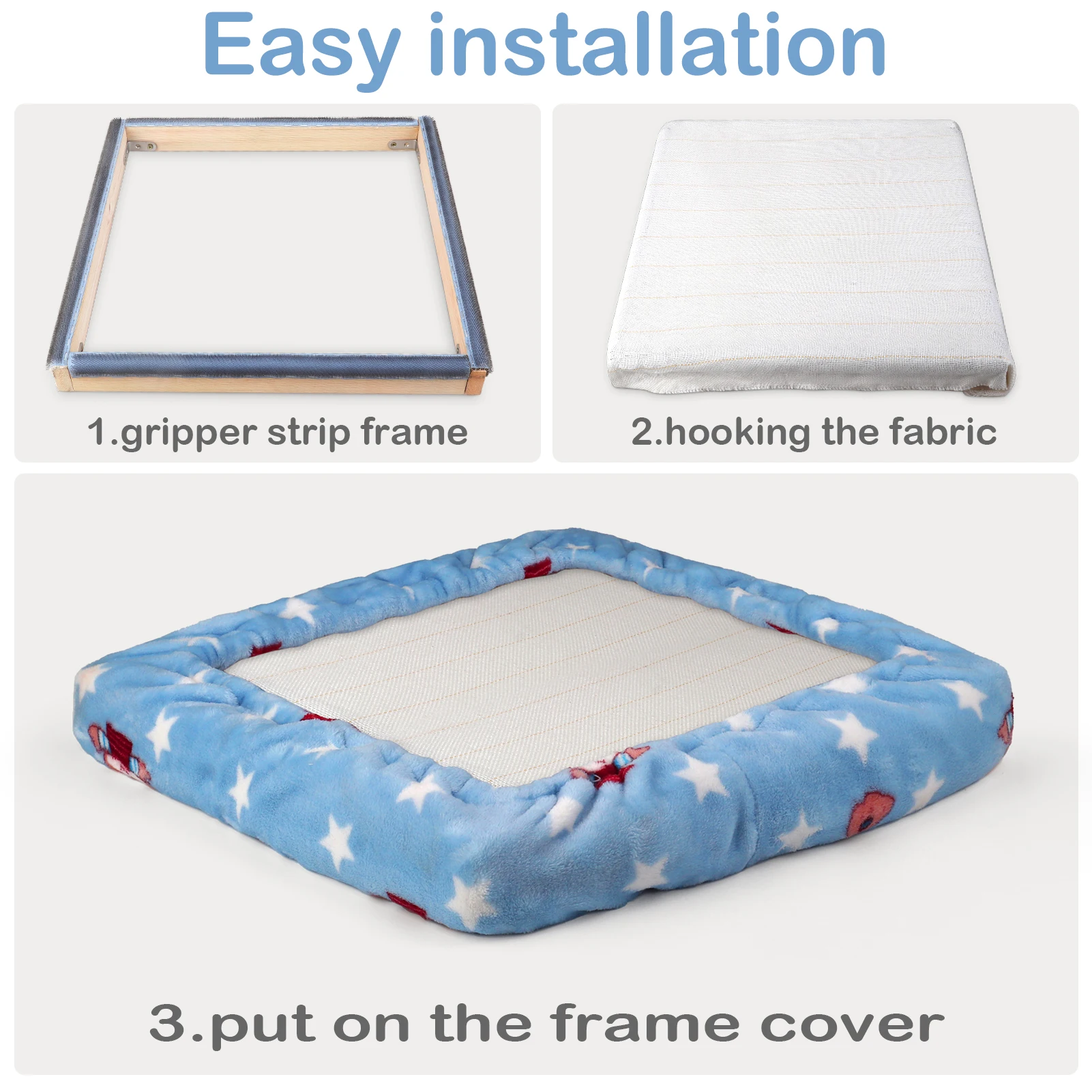 

Gripper Strip Frame With Cover For Punch Needle Cross Stitching Hoops And Frames With Needle For Embroidery Sewing 25x25cm