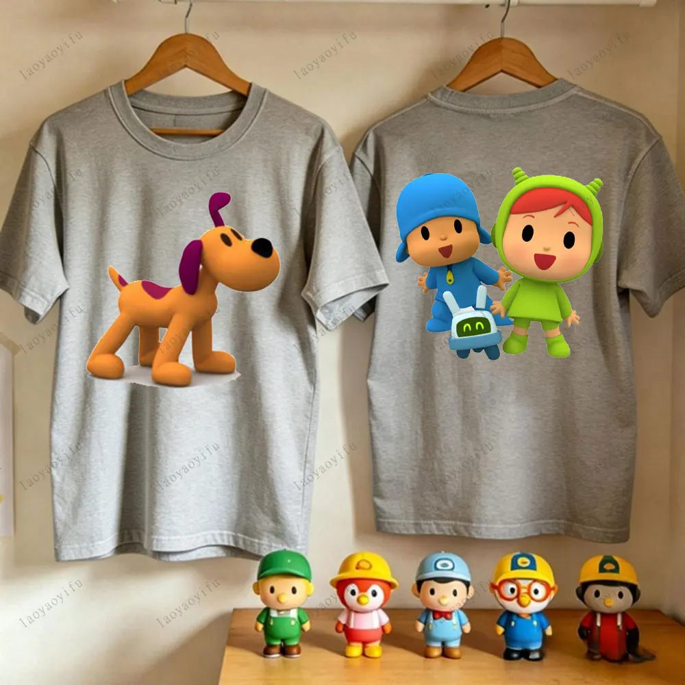 Kawaii P-POCOYO Summer T-Shirt Cotton Short Sleeve Cute Cartoon Animation P-POCOYOTee Men Women Casual Streetwear Shirt