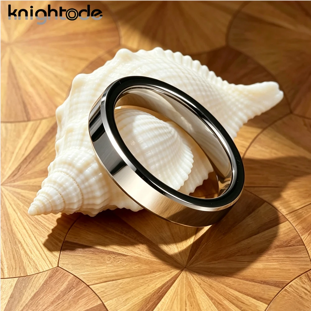 4mm Silvery Tungsten Carbide Wedding Ring for Women Beveled Edges Brushed Surface Comfort Fit Pinky Anniversary Jewelry