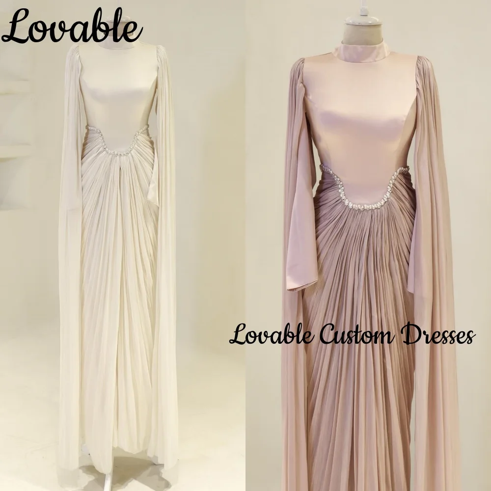 

Женские вечерние платья на заказ, с овальным вырезом длиной до пола, платья для торжественных случаев, с рюшами, на молнии, с длинными рукавами, Vesti